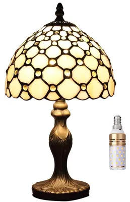 Obrázok produktu pre Stolná lampa, 20x20x38 cm, štýl Tiffany, s tienidlo zdobené sklenenými korálkami