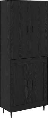 Productafbeelding van Hoge kast 2 pcs Zwart eiken Geengineerd Hout en Glas