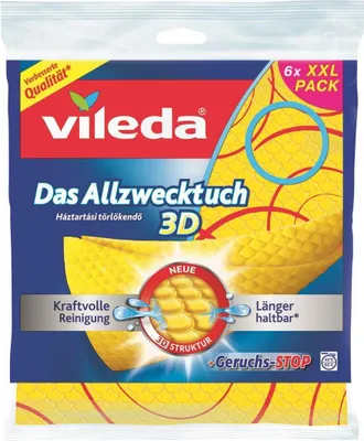 Produktbild von Vileda Allzwecktuch 3D 6-er Pack, 34 x 34 cm