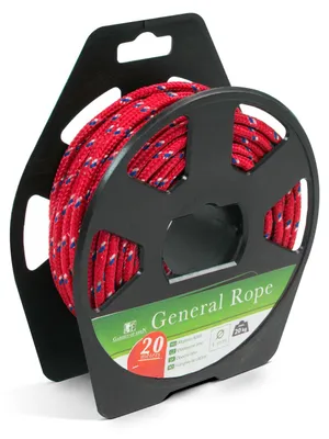Produktbild von Allzweckseil 4 mm x 20 m, 20 kg Tragfähigkeit, PP Nylon, Blau Rot