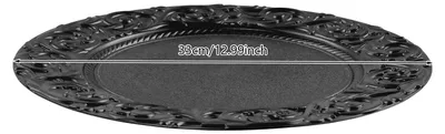 Zdjęcie produktu dla Zestaw 24 talerzy obiadowych – okrągłe talerze z tworzywa PP – wielokrotnego użytku – styl retro w europejskim stylu – średnica 33 cm – kolor czarny
