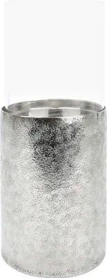Produktbild von Gilde Kerzenhalter  Craquele  silber, mit Glasaufsatz H 12cm H= 15,0 cm  Ø 10,5 cm 23763