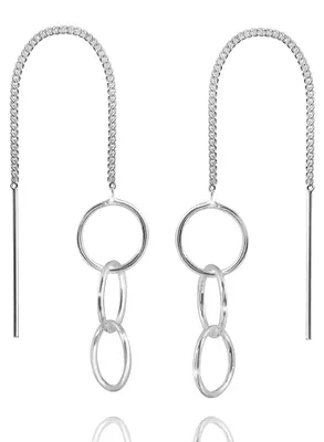 Produktbild von MATERIA 925 Silber Ohrringe Durchzieher - Damen Ohrhänger lang Ringe inkl. Schmuck Schachtel #SO-224