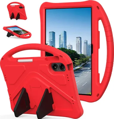Image de Etui enfant pour Doogee Tab G6 / Tab G6+ 11" 2025, étui antichoc léger en EVA avec support pliable et poignée rouge
