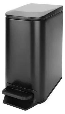 Immagine prodotto di Contenitore per rifiuti con coperchio, capacità 6 litri, acciaio inossidabile opaco nero, con pedale e contenitore interno
