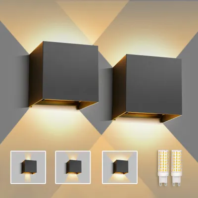 G9 LED Wandleuchte IP65 3000K Sandschwarz 2er-Set