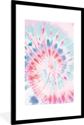 Produktbild von MuchoWow® Gerahmtes Poster Krawattenfärbung - Blau - Rosa 60x90 cm - Poster mit Schwarzem Bilderrahmen Wandposter Rahmen Foto Bilder - Dekoration - Wandposter Wohnzimmer - Hochwertig