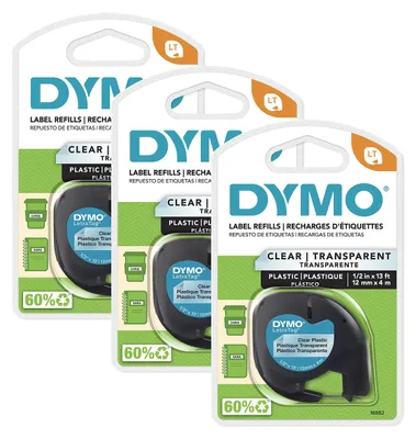 Produktbild von DYMO LT Beschriftungsband für LetraTag Etikettierer, schwarzer Druck auf transpa