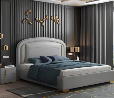 Produktbild von Modernes Design Bett 180x200 Samt Hotel Metall Betten Doppel Ehe Schlaf Zimmer