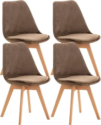 Immagine prodotto di set di 4 sedie da pranzo - sedie da cucina - comode e facili da pulire | Colore: Marrone scuro | Materiale: Morbido