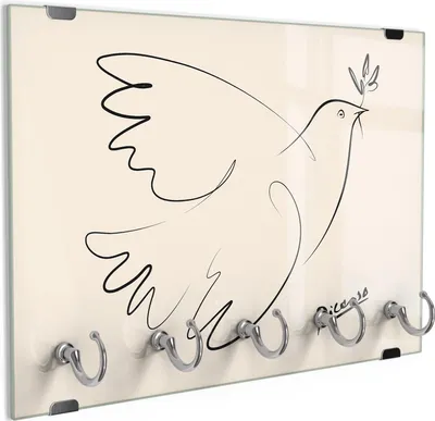 Produktbild von DEQORI Schlüsselbrett Glas 30x20 cm 'Der Friedensflug' Schlüssel Halter Board Haken