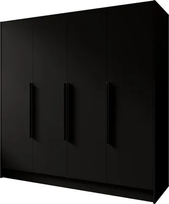 Produktbild von Kleiderschrank Goya I 200 cm (schwarz, schwarze Griffe)
