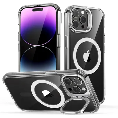 Image de Coque pour iPhone 14 Pro Max, compatible MagSafe, avec support, protection conforme à la norme militaire, transparente