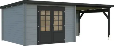 Produktbild von Gartenhaus Palmako Ella 8,7+8,2 m² 614 x 340 cm hellgrau-anthrazit