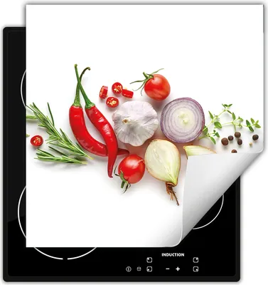 Produktbild von DarHaus Herdabdeckplatte 60x52 cm Anti Rutsch Matte Aufrollbar, weiß - Chilli