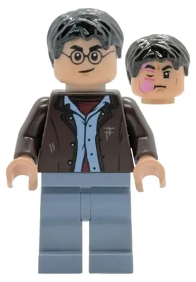 Image de Minifigurine LEGO Harry Potter - Veste ouverte marron foncé, jambes bleu sable (hp528)