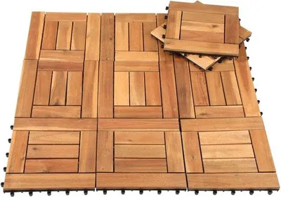 Produktbild von 22 Stück Composite-Bodenfliesen Prime Oak Balkonfliesen leicht zu montierende und unterhaltsfreie Terrassenfliesen