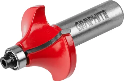 Obrázek produktu pro Tvarovací fréza GRAPHITE se zaoblovacím ložiskem, karbidová destička (HM), průměr 22,5/19/34,9/32/38,6 mm, pracovní délka 9/6,5/15,4/12,9/15,9 mm, průměr stopky 6/8/12 mm, na dřevo (34,9 x 15,4 x 12 mm)