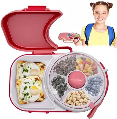 Obrázok produktu pre Otočná nádoba na desiatu s 5 priehradkami, ružová, bez obsahu BPA