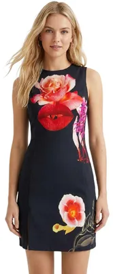 Produktbild von Damen Desigual x M. Christian Lacroix Lips Schwarzes tailliertes Kleid L