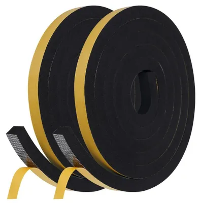 Immagine prodotto di Striscia paraspifferi - Schiuma adesiva - 12 mm x 12 mm - Nero - 4 m