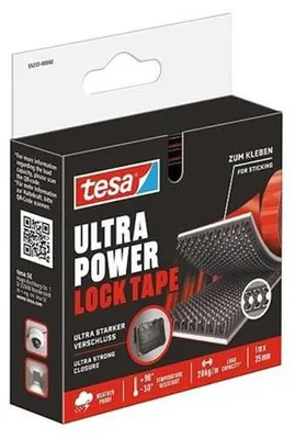 Samolepiaci suchý zips - pás, obojstranný, 25 mm x 1 m, TESA "Ultra Power Lock"