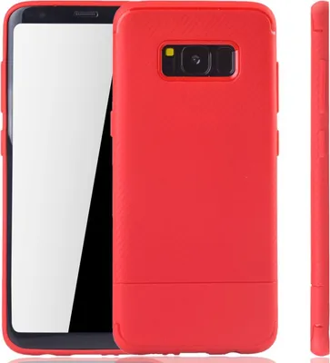 Imagen del producto de Funda protectora para Samsung Galaxy S8, diseño tipo fibra de carbono, color rojo