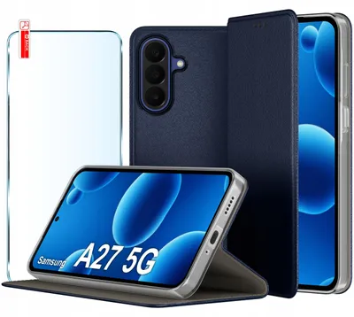 Zdjęcie produktu dla Etui Skórzane Zamykane MAGNETYCZNE CASE do Samsung A27 5G + SZKŁO 9H
