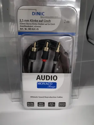 Produktbild von Dinic Kabel 3, 5mm Klinke St. auf 2x Cinch St. 2m schwa