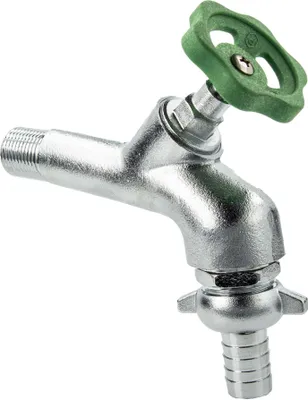 Produktbild von tecuro Auslaufventil 1/2 Zoll, Handrad-Oberteil, Schlauchtülle, Dichtband - Messing mattverchromt