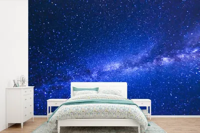 Produktbild von MuchoWow® Fototapete für Wohnzimmer oder Schlafzimmer Wandtapete Vinyl Motivtapete Milchstraße am blauen Himmel - 330x220 cm - Fototapeten