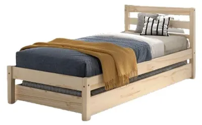 Produktbild von Einzelbett 90x200 Kiefer natur robust stabil mit Bettschublade