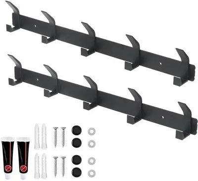 Produktbild von 2 Stangen mit 5 Haken, schwarz, 43 cm, Wandhalter, Badkammer, Dusche, Schlafzimmer, Küche