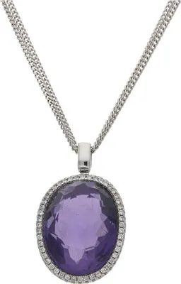 Produktbild von JuwelmaLux Halskette mit Anhänger 925/000 Sterling Silber mit Zirkonia und synth. Amethyst JL30-05-3775