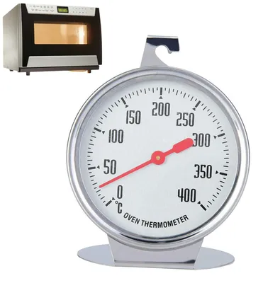 Stand-Ofernthermometer, Edelstahl, 0-400 °C, rot/silber