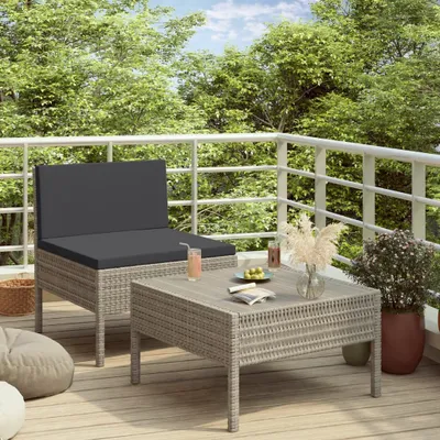 Obrázek produktu pro Maison Exclusive – 2dílná zahradní lounge sada s polštáři, poly ratan, šedá