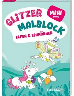 Immagine prodotto di Mini blocco da disegno glitterato da portare con sé. Elfi e unicorni