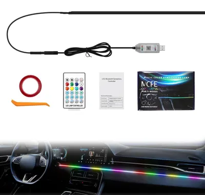 Produktbild von LED Auto Innenraumbeleuchtung Ambientebeleuchtung Regenbogenfarben 110 cm mit Fernbedienung/App-Steuerung