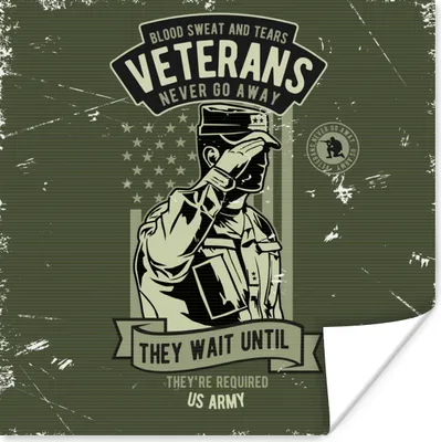 Produktbild von MuchoWow® Poster Vintage - Armee - Fahne 50x50 cm - Wohnzimmerdekoration