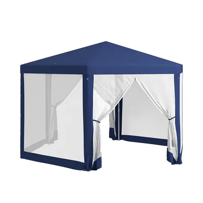 Produktbild von Pavillon mit Moskitonetz 6-eckig Partyzelt Gartenpavillon für Gartenfeiern & Veranstaltungen 3,94x3,412x2,5m Blau