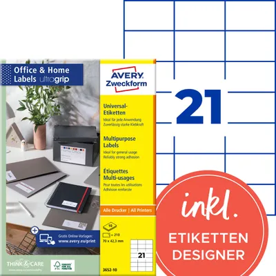 Immagine prodotto di AVERY Etichette universali Zweckform, 70 x 42,3 mm, bianco
