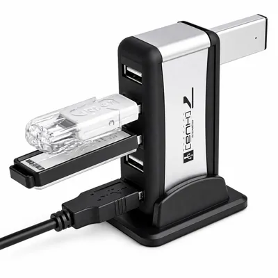 Produktbild von O19C 7-Port USB 2.0 Hub mit Netzteil & Standfuß – High-Speed USB Verteiler für PC & Laptop, kompatibel mit Windows & Mac OS