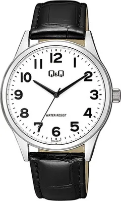 Produktbild von Q&Q Herrenuhr mit Kunstlederionsarmband, 3 Bar, schwarz/weißes ZB