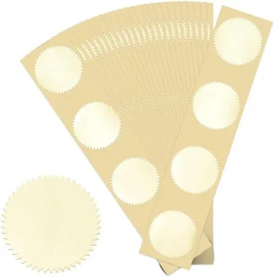 Obrázek produktu pro Zlaté certifikační samolepky, 300 kusů, bílá samolepicí fólie, s perforací, do obálek
