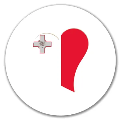 Produktbild von Huuraa Aufkleber Malta Flagge Herz 10cm rund Sticker Geschenkidee