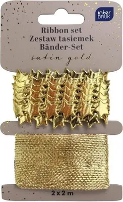Produktbild von Goldene Dekobänder mit Sternen 2 x 2 m