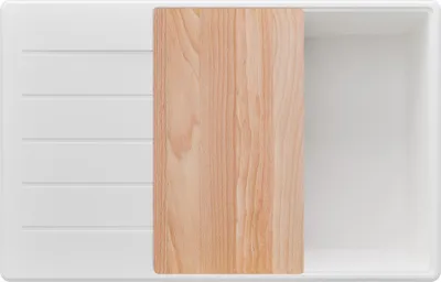 Produktbild von PRIMAGRAN Spülbecken Weiß 78x50cm, Granitspüle 1 Becken + Ablauf-Set + Schneidebrett, Küchenspüle ab 60er Unterschrank - Kopenhagen