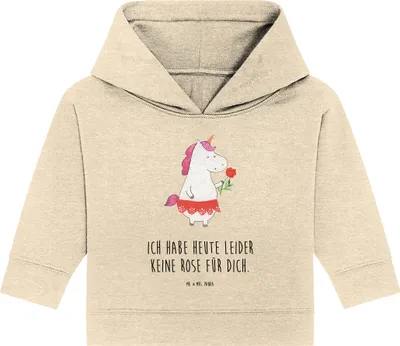 Produktbild von Mr. & Mrs. Panda Organic Baby Hoodie Einhorn Dame 24. - 36. Monat - Natural Raw - Geschenk, Frau, Freundin, Bachelorette, Einhörner, Kapuzenshirt, Unicorn, Bachelor