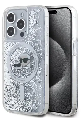 Zdjęcie produktu dla Etui Karl Lagerfeld Liquid Glitter Karl&Choupette Head MagSafe do iPhone