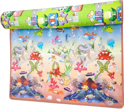 Produktbild von Aga4Kids Kinder Spielmatte 150x180 cm MR105  Krabbelmatte, Spielmatte doppelseitig, Spielunterlage ,Spielteppich, Spielteppich für Kinder